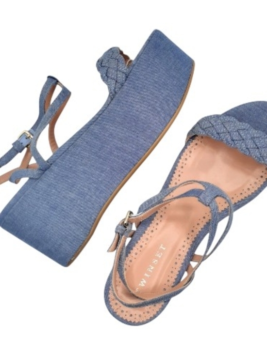 Twinset Blue Denim Platform Woven Strappy Sandal Size 10